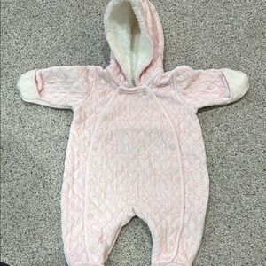 Nordstrom Pink Heart Hooded One-Piece Footie